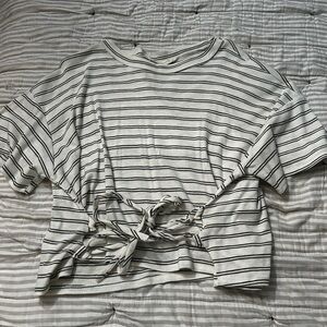 Gilded Intent Striped Tie-Front Tee